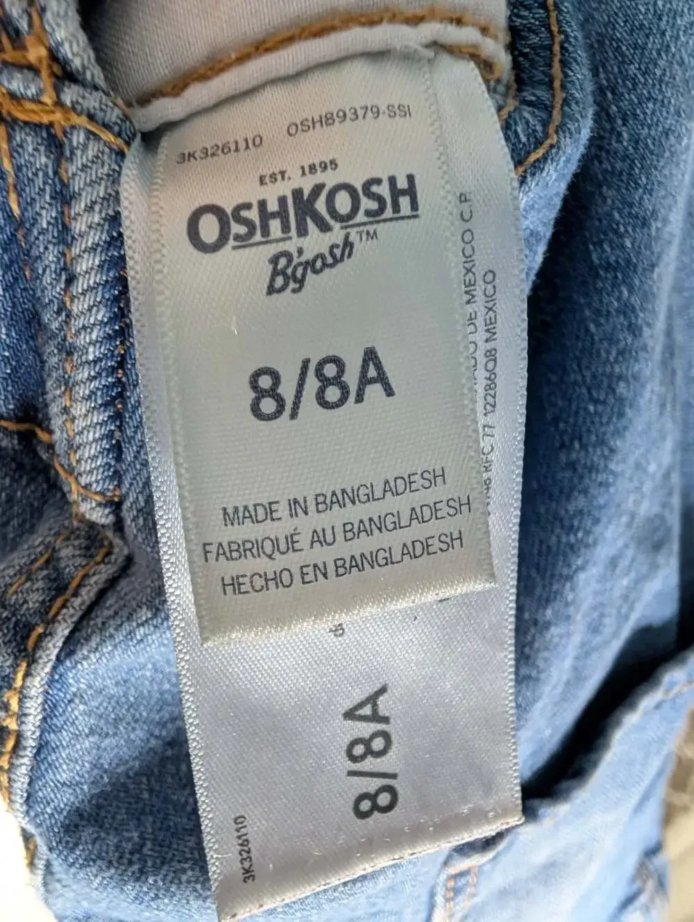 OshKosh B'gosh Girls Blue Denim Button Front Skirt Overalls Dress Size 8